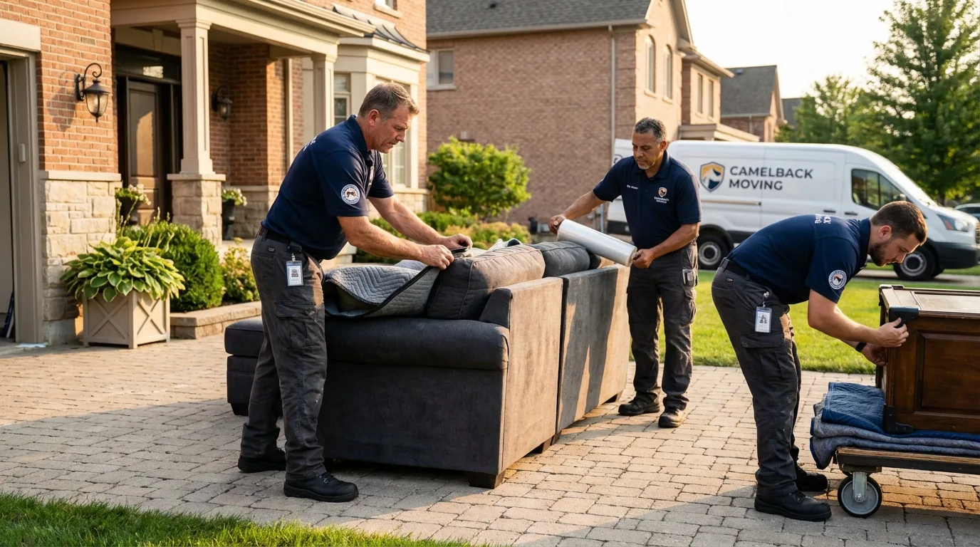Large estate moving crew wrapping furniture in Trinity, AL