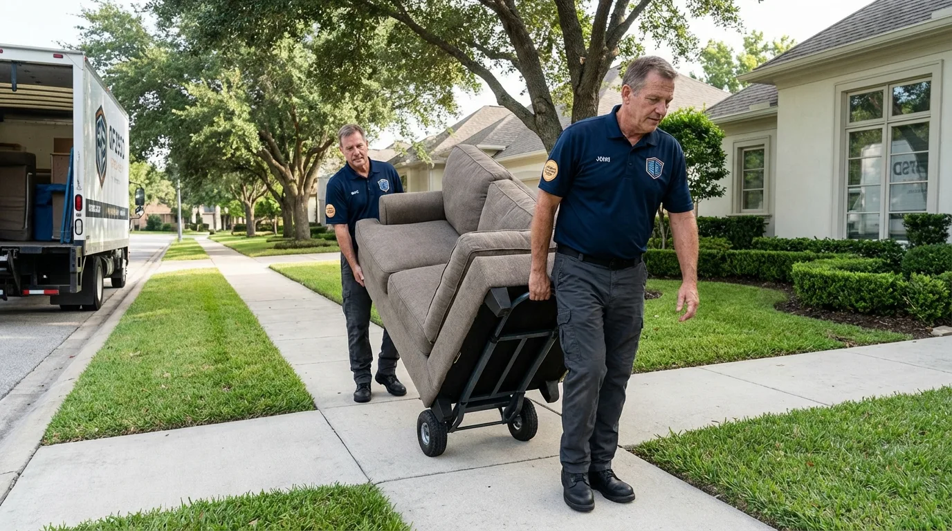 Local residential moving crew loading furniture in Trinity, AL